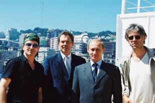 Bono, Bob Geldof + Vladimir Putin und Tony Blair 2001 [© www.kremlin.ru]